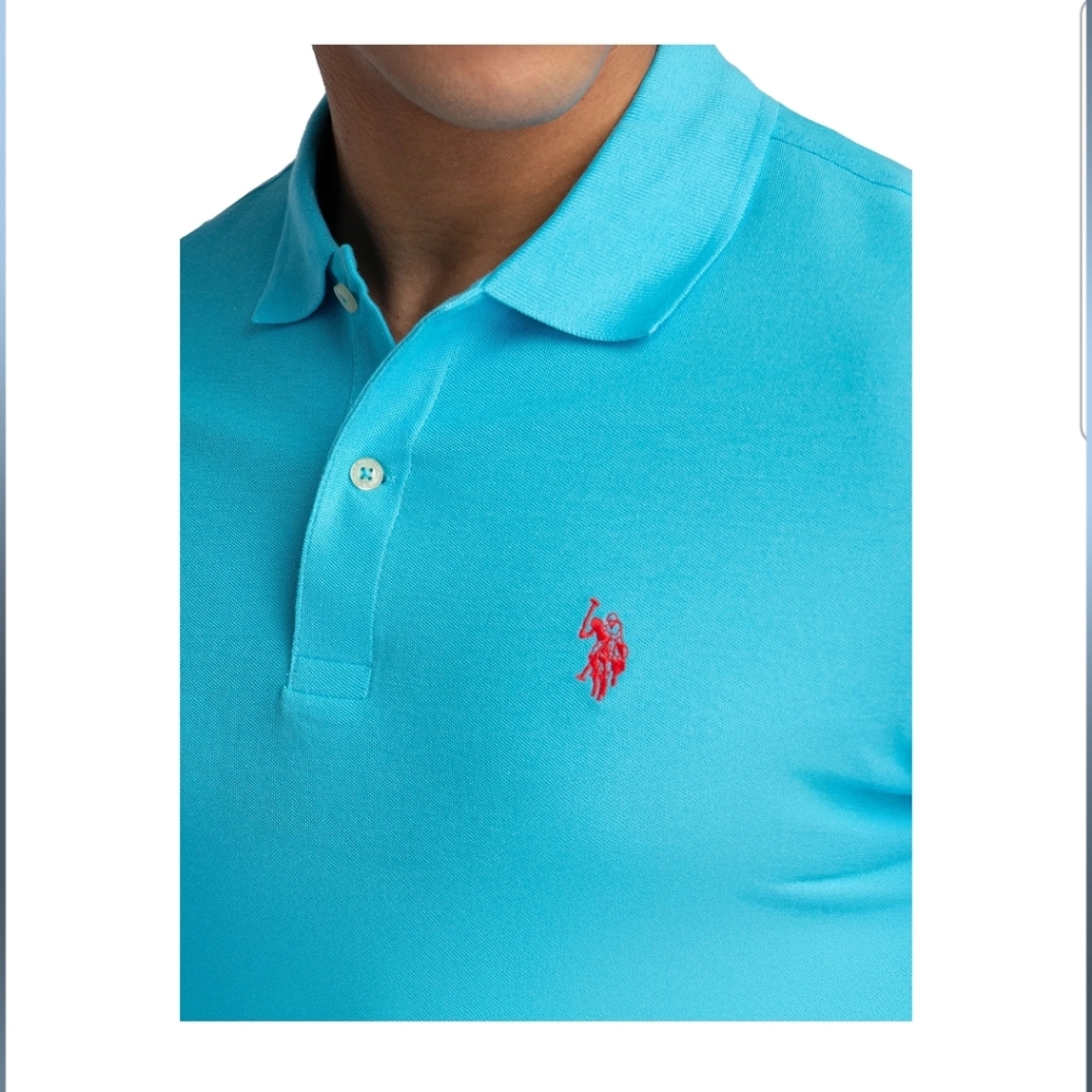 Us.polo.assn Men's Blue Pique Polo‎ Shirt Embroidered Logo size XXL New